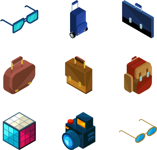 Isometric Travel Accessories Set