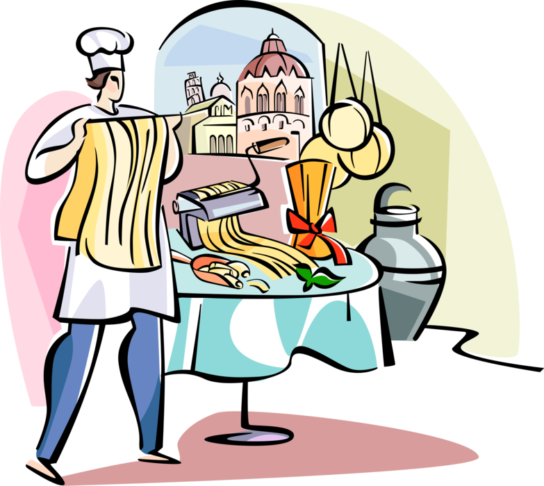 Vector Illustration Of Italian Chef Making Fresh Pasta - Cartoon Picture Of Someone Making Pasta, HD Png Download PNG with transparent background