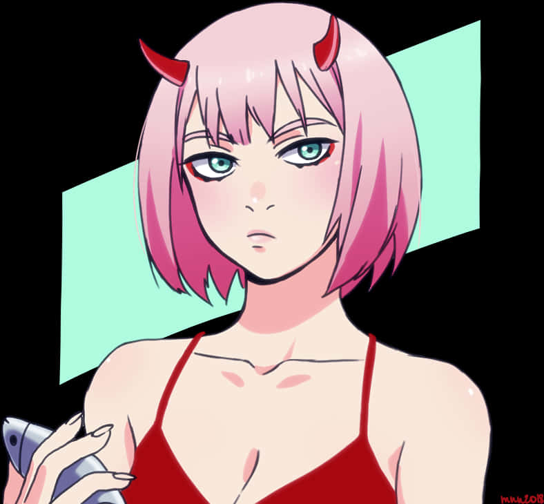 I've Been Thinking A Lot About Zero Two With A Bob - Cartoon PNG with transparent background
