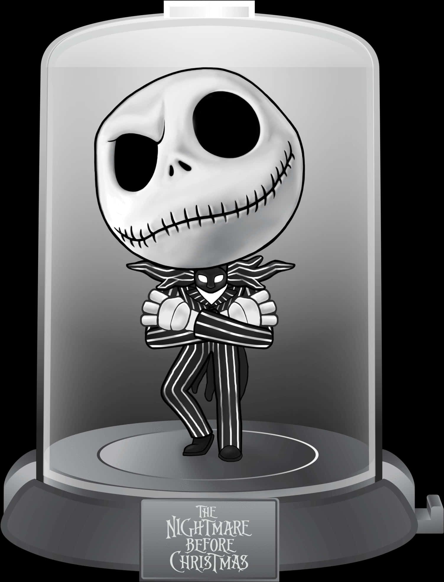 Jack Skellington Figure Display PNG with transparent background