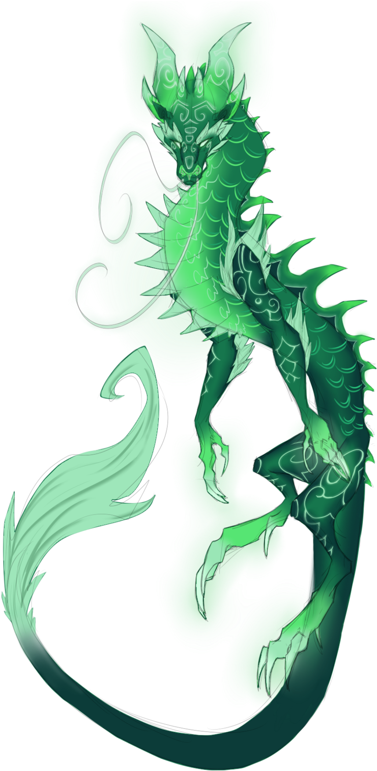 Jade Dragon Illustration PNG with transparent background