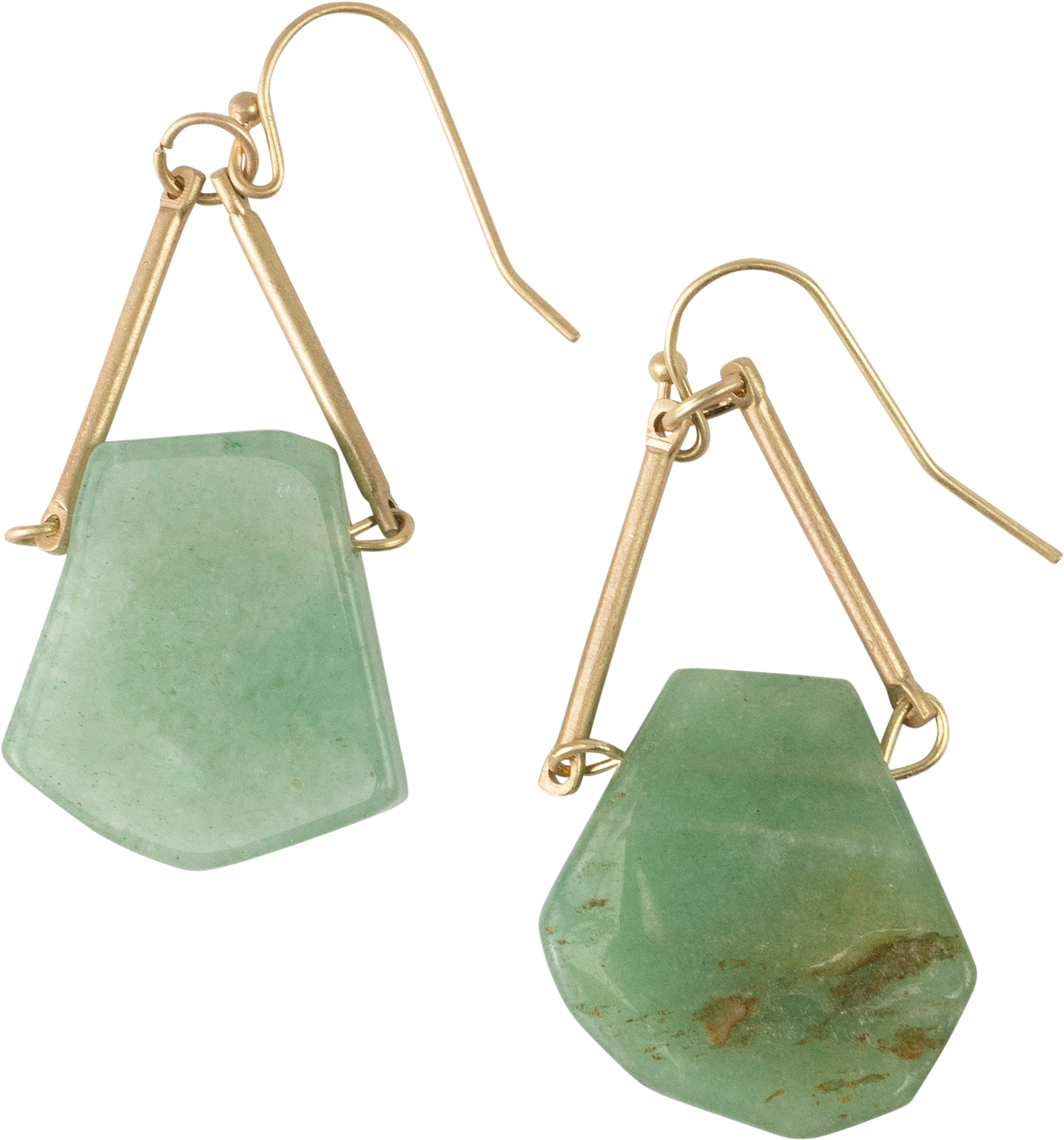 Jade Earrings Gold Hooks PNG with transparent background