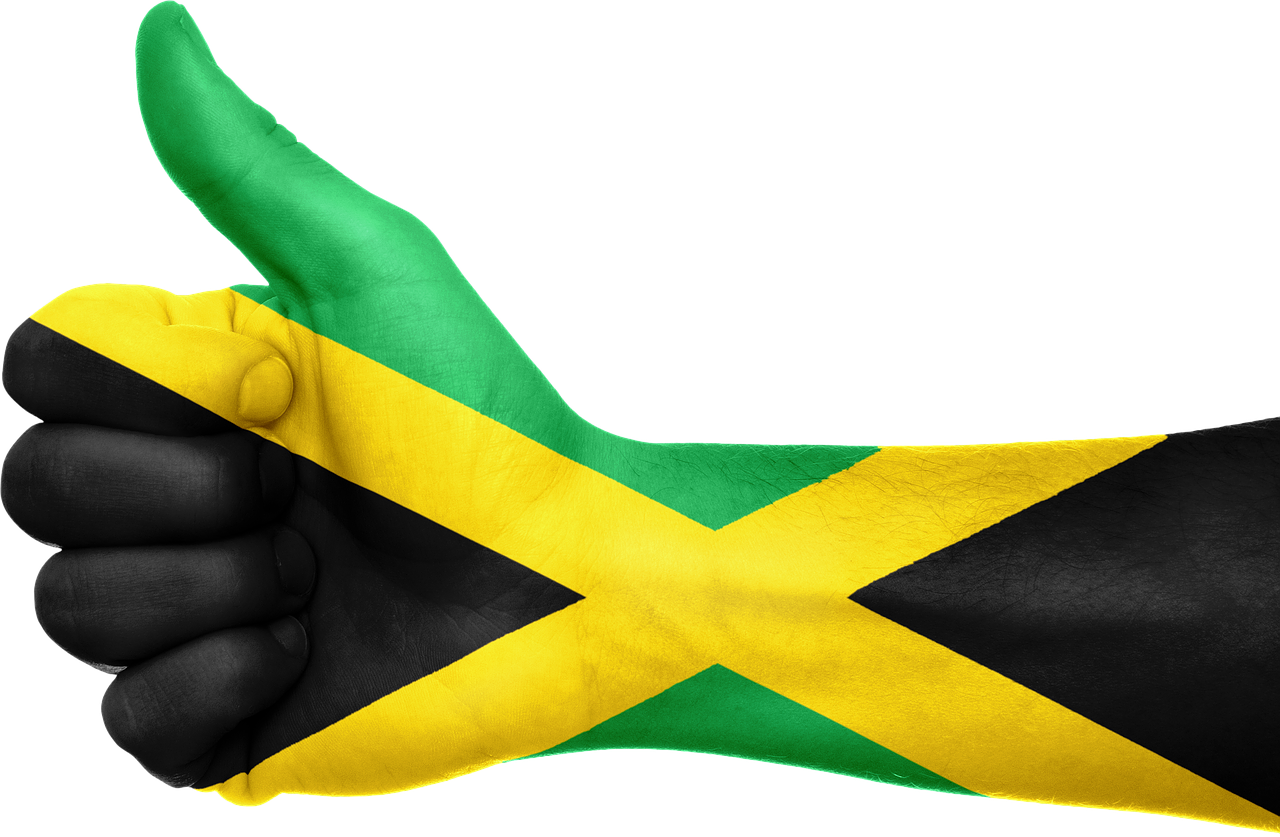 Jamaican Flag Thumbs Up Gesture