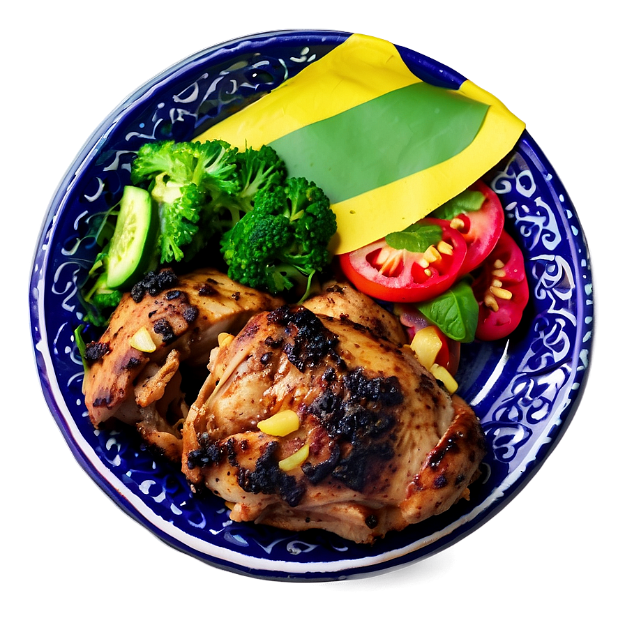Jamaican Jerk Chicken Dish PNG 2 PNG with transparent background