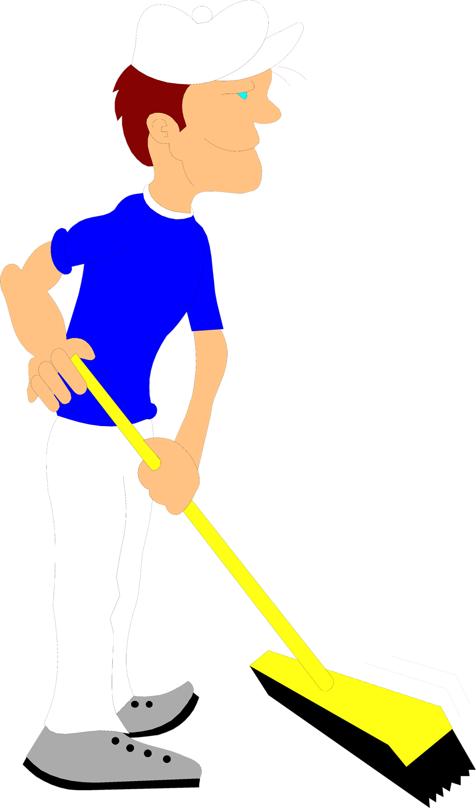 Janitor Cleaning With Broom Vector Illustration