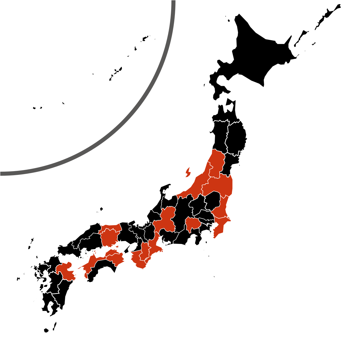 Japan Map Highlighting Kyoto PNG with transparent background