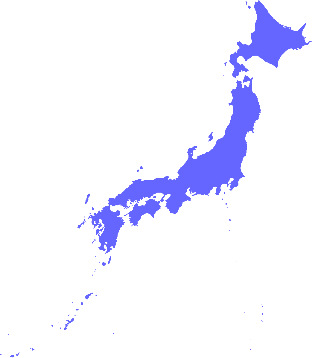 Japan Map Silhouette Blueon Gray PNG with transparent background