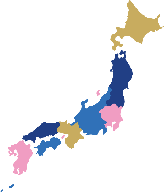 Japan Regions Map Color Coded PNG with transparent background