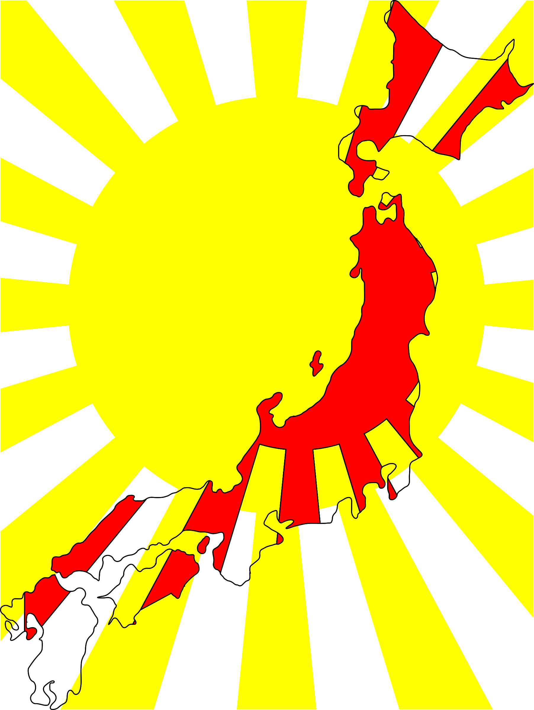 Japan Rising Sun Map Graphic PNG with transparent background