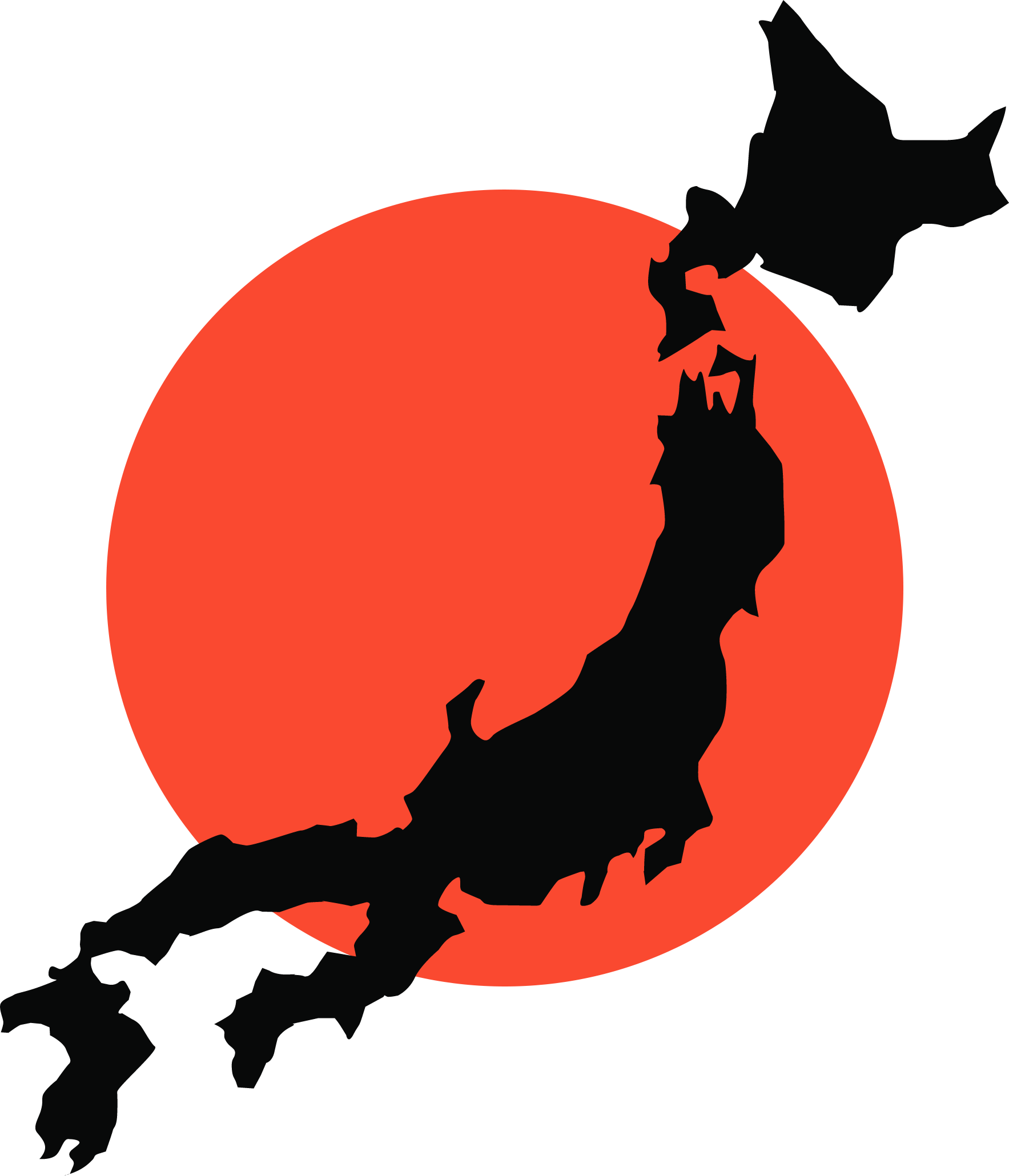 Japan Silhouette Red Sun PNG with transparent background