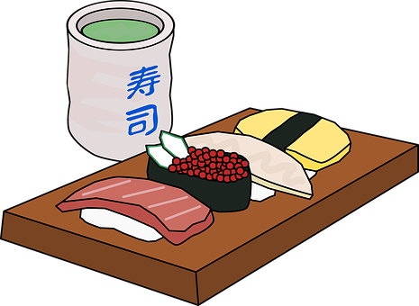 Japanese Sushi Set Illustration PNG with transparent background