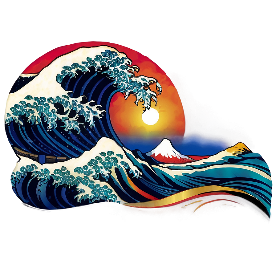 Japanese Wave Sunset Png 46