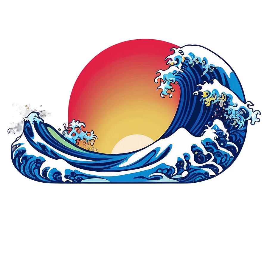 Japanese Wave Sunset Png Wjg