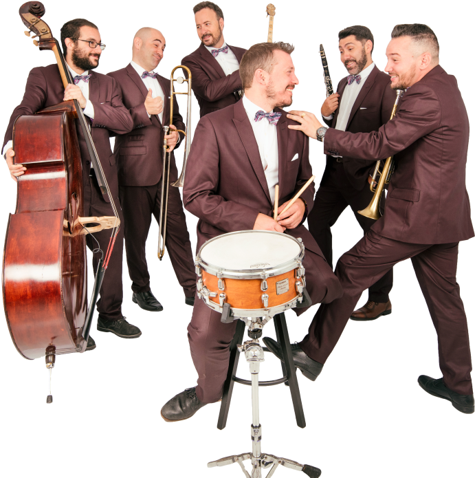 Jazz Band Performersin Suits PNG with transparent background