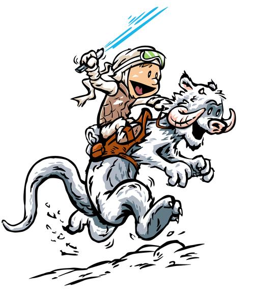 Jedi Knight Riding Tauntaun Cartoon