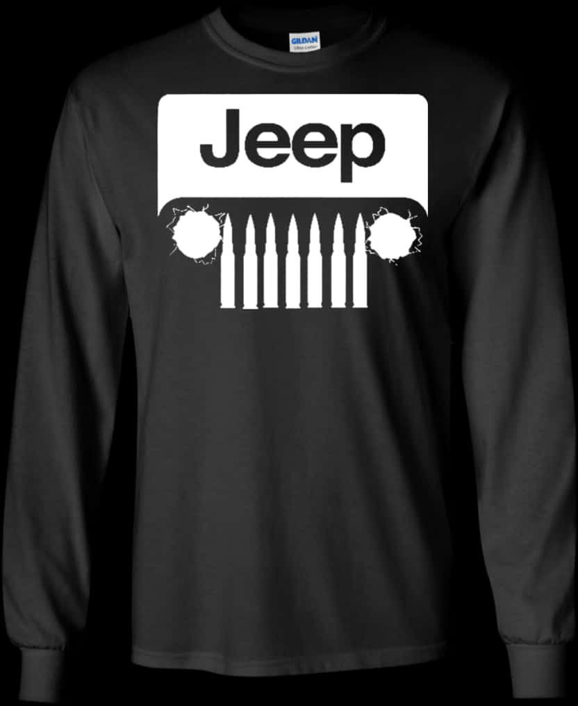Jeep Offroad Bullets Black Shirt Design PNG with transparent background