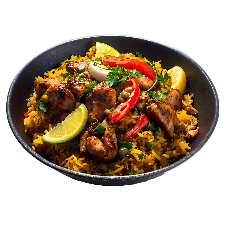 Jerk Chicken Paella Fusion Png Qqe