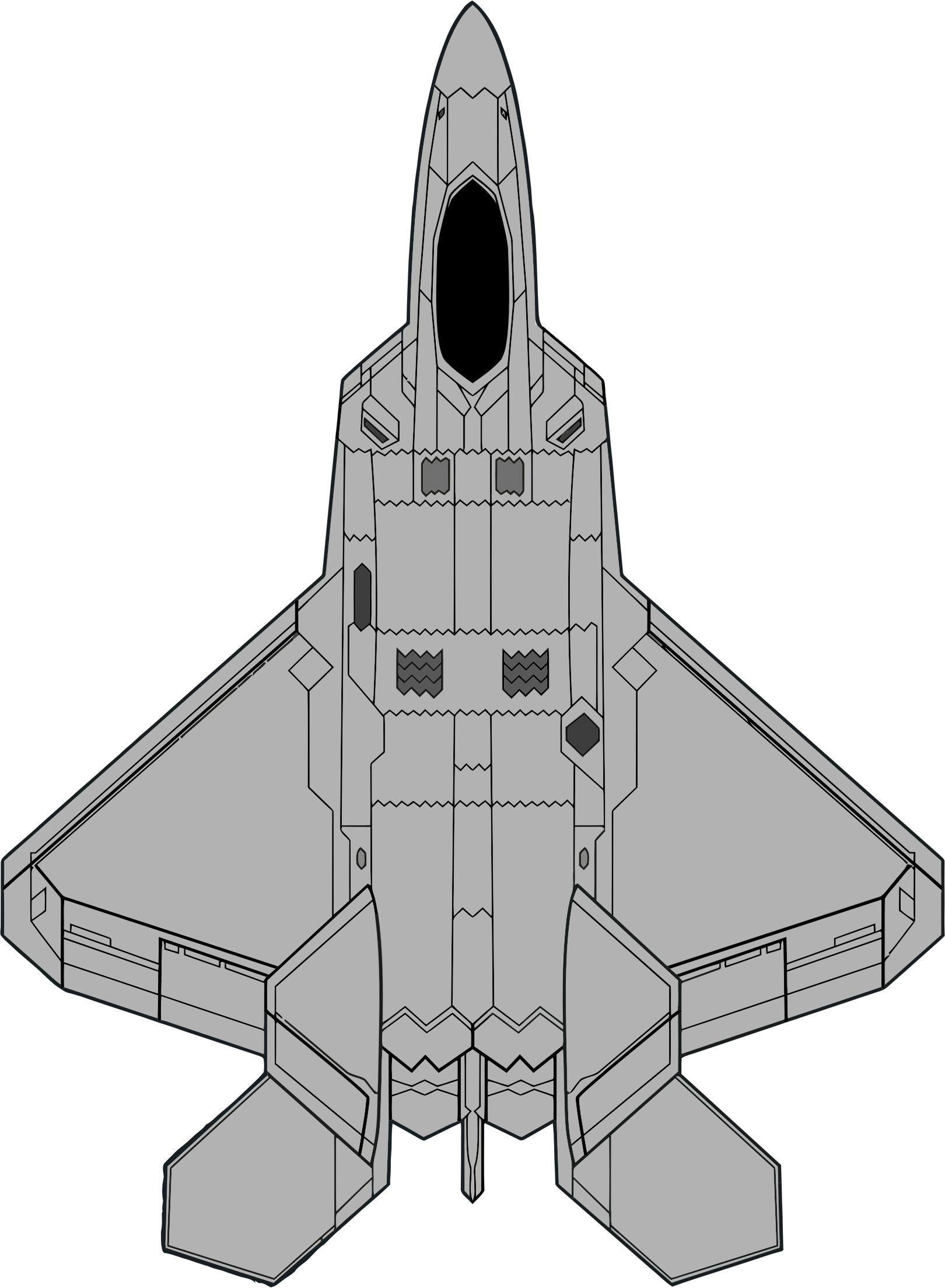 Jet Fighter Top View Line Art