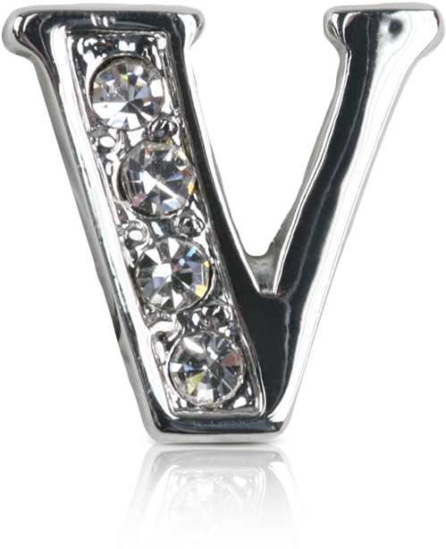 Jeweled Letter V Pendant