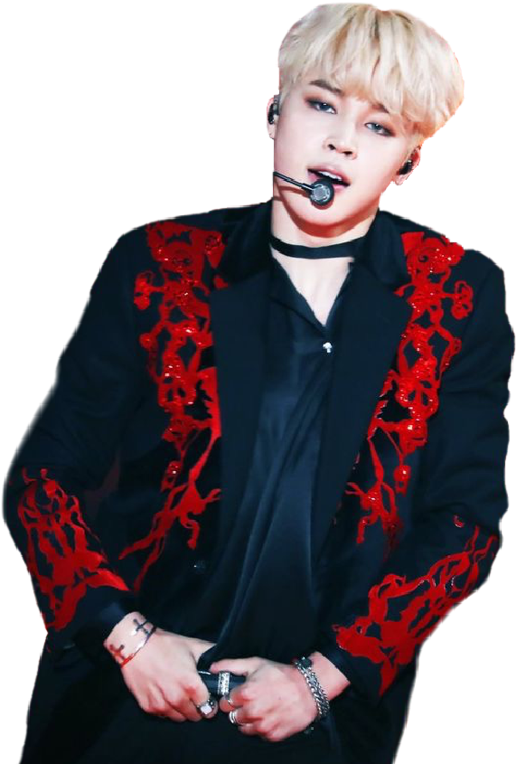 Jimin Performingin Red Embroidered Jacket PNG with transparent background
