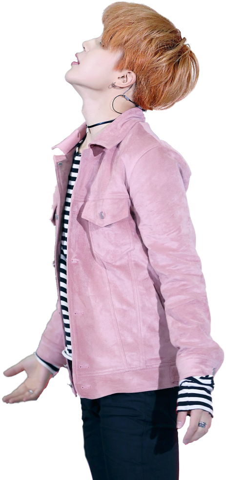 Jimin Pink Jacket Pose PNG with transparent background