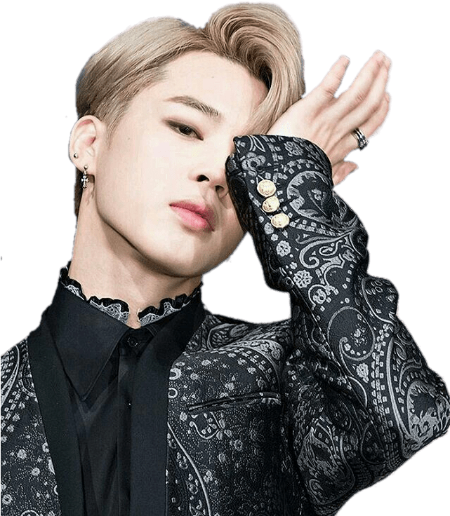 Jimin Posingin Paisley Black Outfit PNG with transparent background