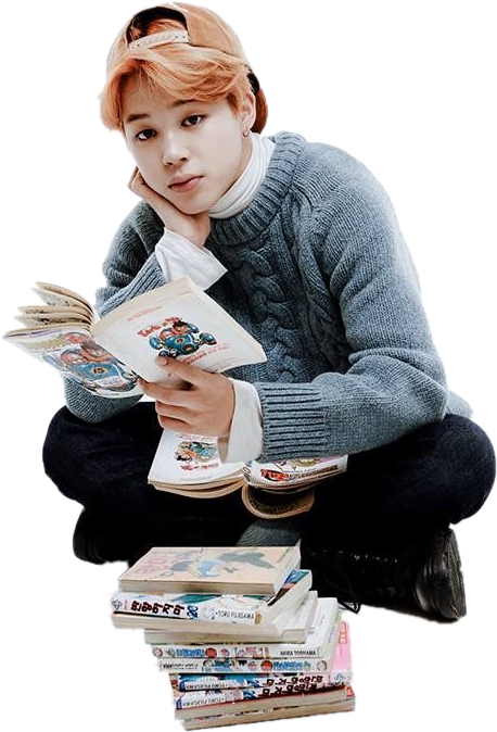 Jimin Reading Manga PNG with transparent background