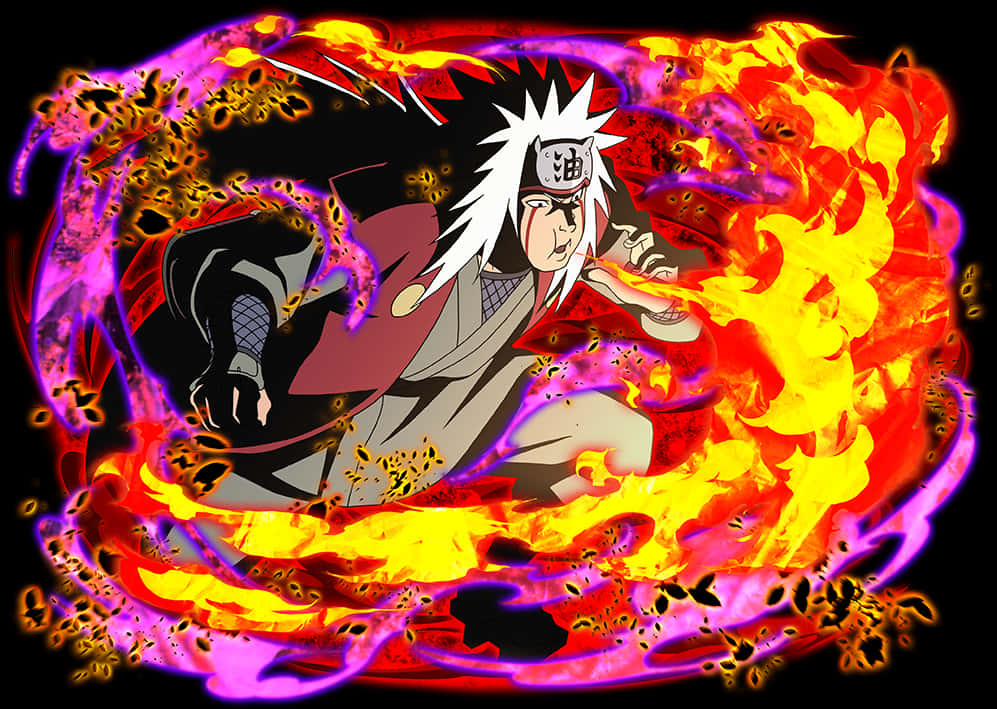 Jiraiya Fire Technique Anime Art PNG with transparent background