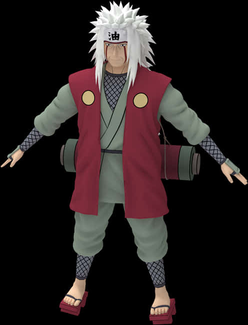 Jiraiya Naruto Character Render PNG with transparent background