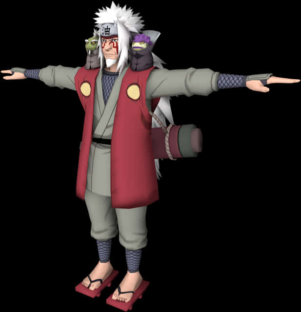 Jiraiya Naruto3 D Model PNG with transparent background