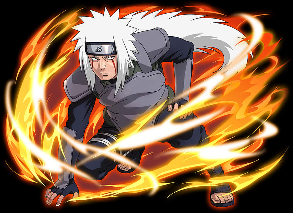 Jiraiya Ninjain Flames PNG with transparent background