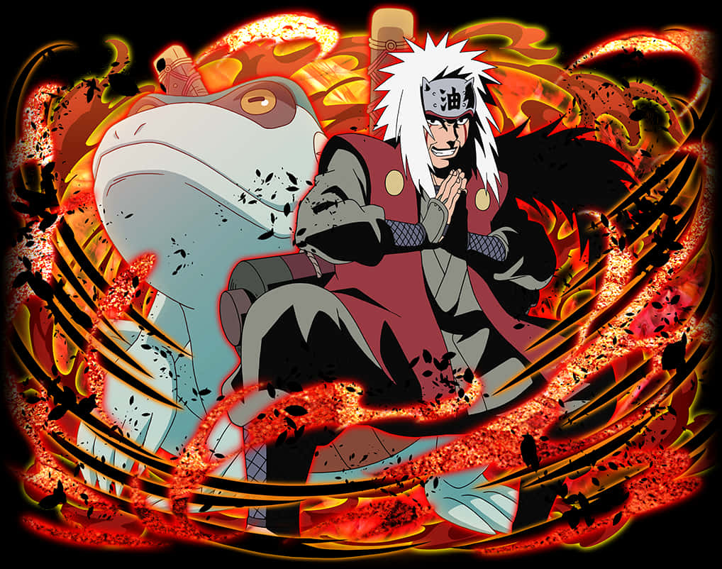 Jiraiyaand Gamabunta Battle Stance PNG with transparent background