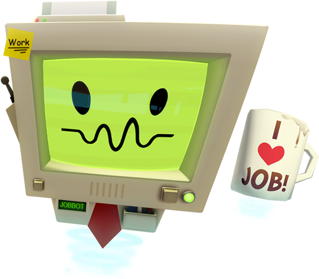 Job Bot Cartoon Character Computer PNG with transparent background