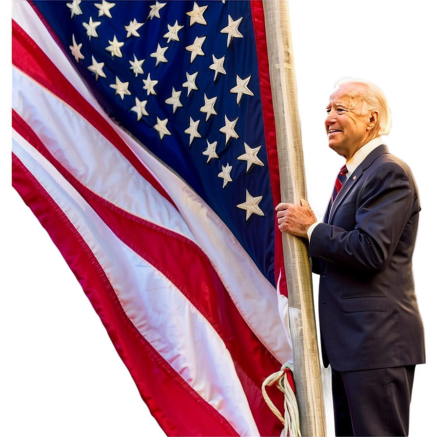 Joe Biden and Flag PNG myu PNG with transparent background