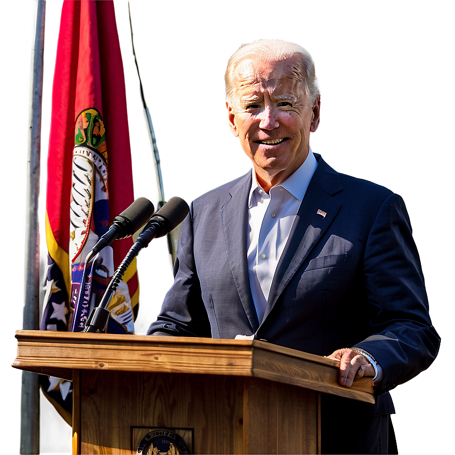 Joe Biden at Podium PNG oif PNG with transparent background