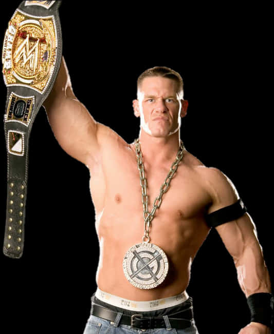 John Cena Champion Belt Pose PNG with transparent background