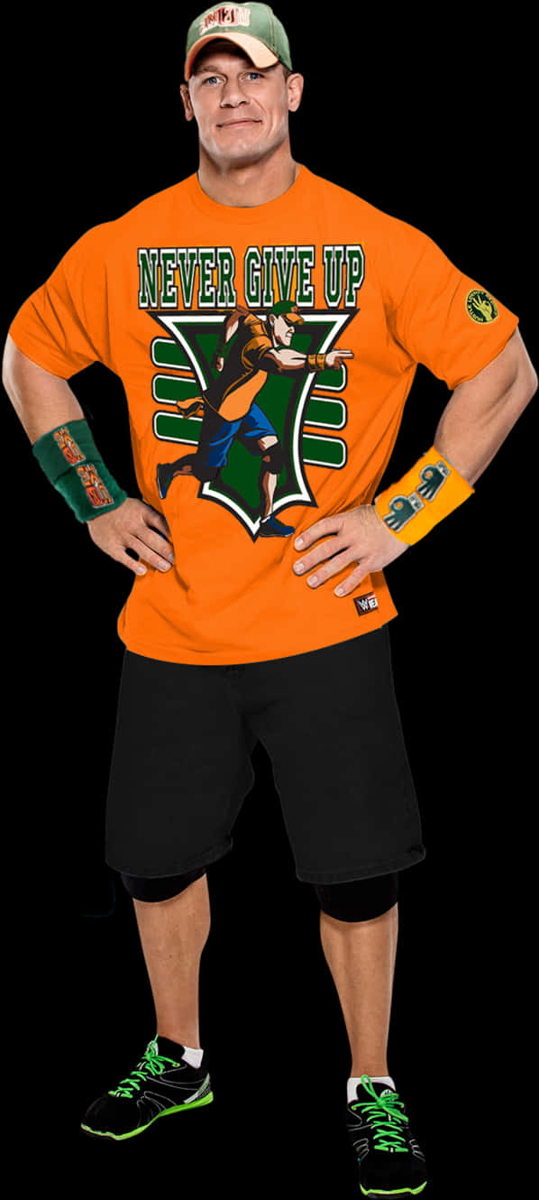 John Cena Never Give Up Outfit PNG with transparent background