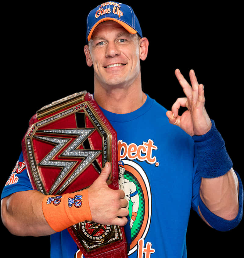 John Cena W W E Champion O K Gesture PNG with transparent background