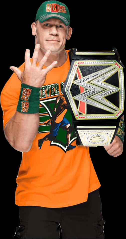 John Cena W W E Champion Pose PNG with transparent background