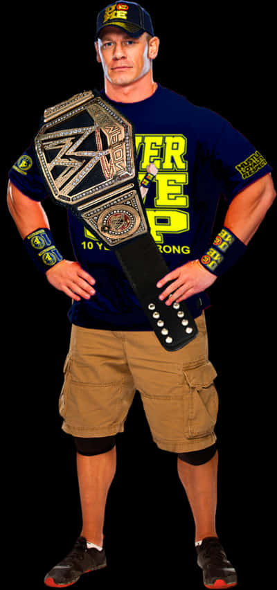 John Cenawith Championship Belt PNG with transparent background