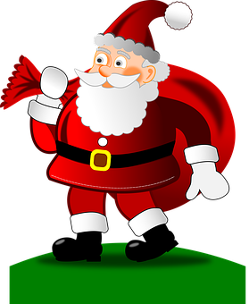 Jolly Santa Claus Carrying Gift Bag