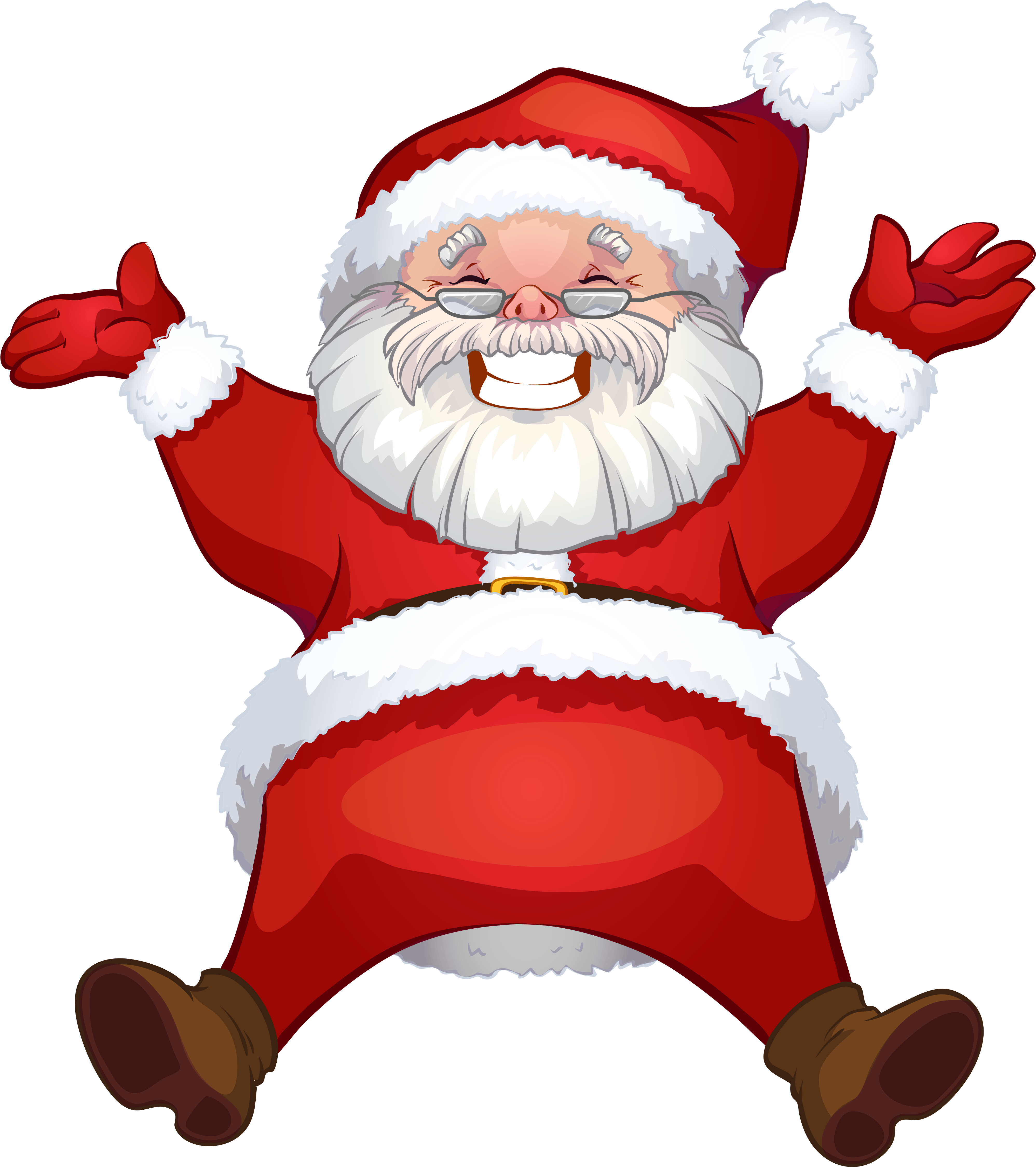 Jolly Santa Claus Jumping PNG with transparent background