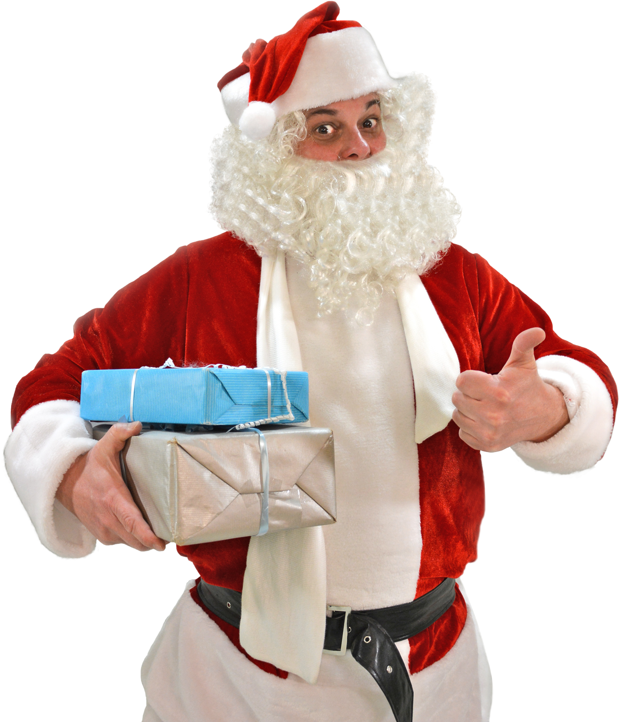 Jolly Santa Clauswith Gifts PNG with transparent background