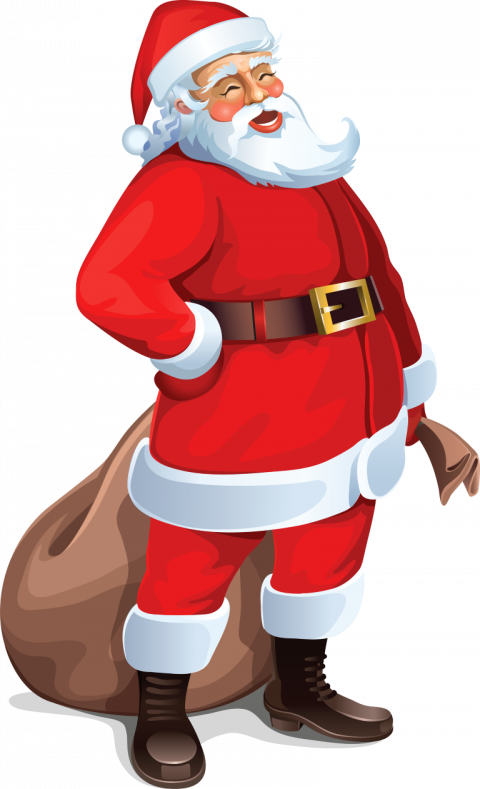 Jolly Santa Clauswith Sack PNG with transparent background