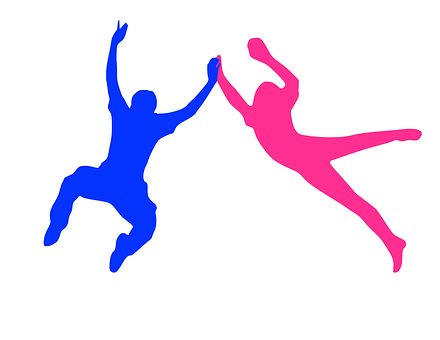 Joyful Couple Silhouette Jumping