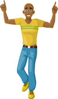 Joyful Dancing Cartoon Man PNG with transparent background