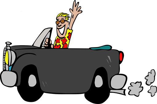 Joyful Drive Cartoon PNG with transparent background