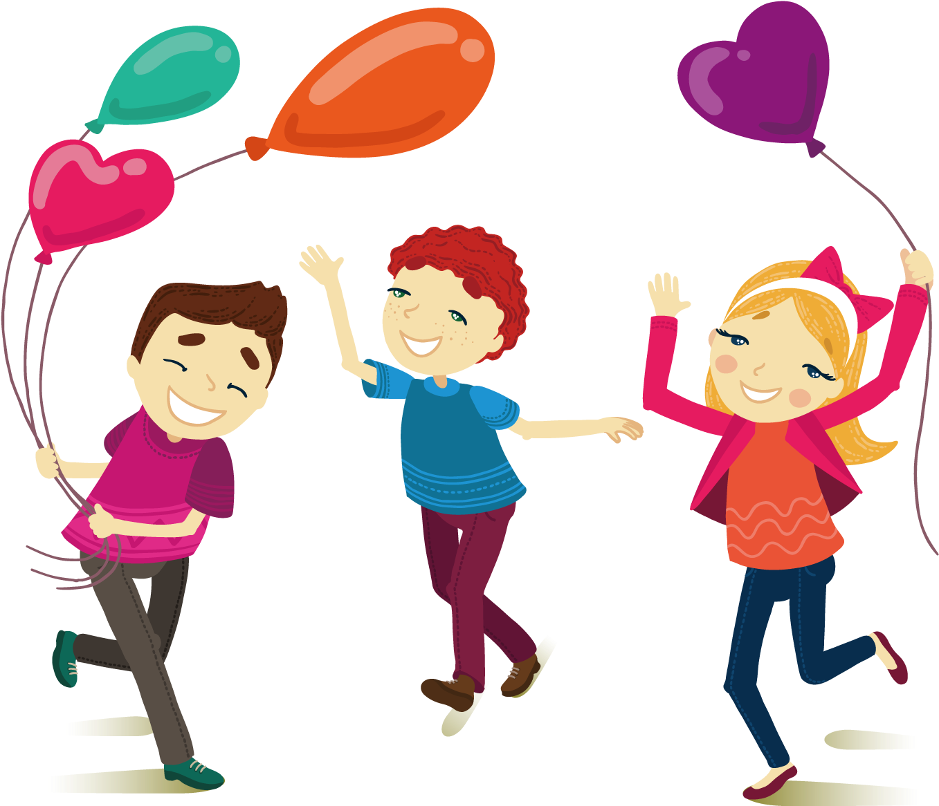 Joyful Kids With Balloons_ Friendship Moment PNG with transparent background