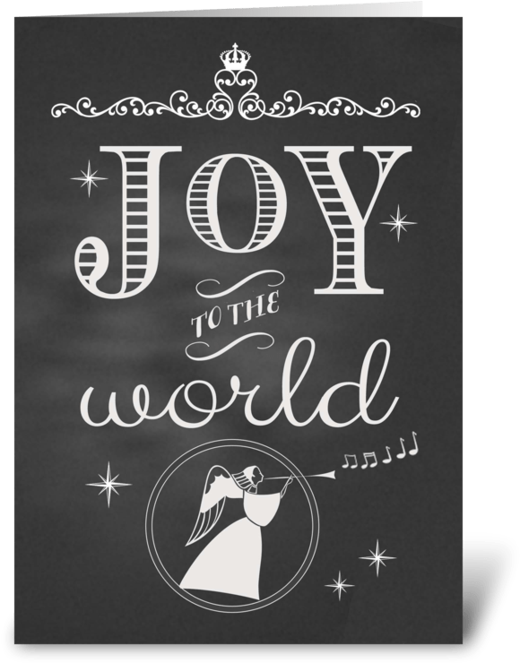 Chalkboard Christmas Joy To The World Greeting Card - Christmas Joy To The World Chalkboard Card PNG with transparent background
