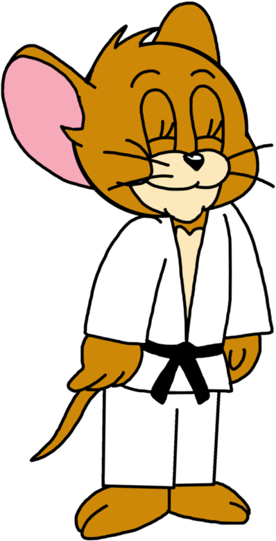 Judo Uniformed Cartoon Mouse